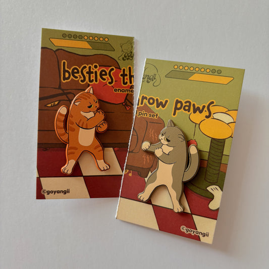 Besties Throw Paws Enamel Pin Set
