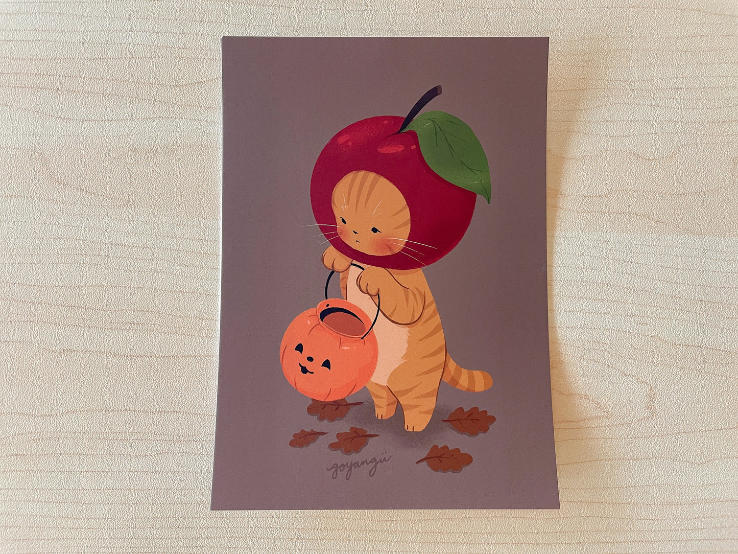Apple Cat Mini Print / Postcard