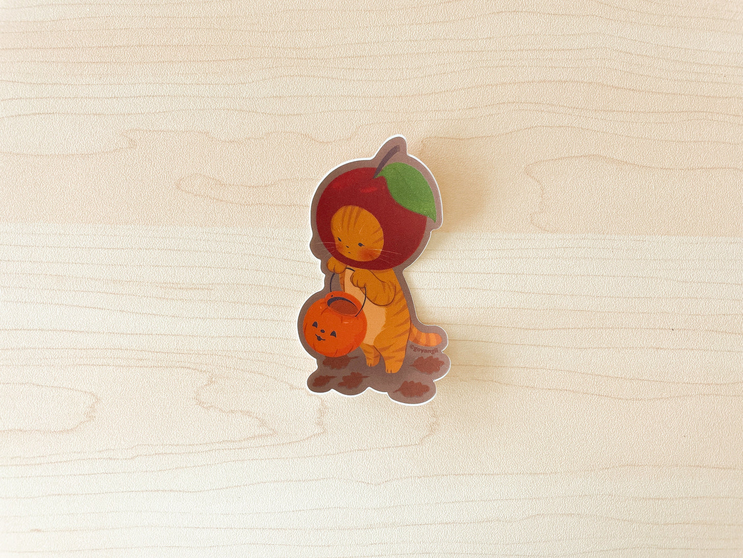 Apple Cat Waterproof Vinyl Sticker
