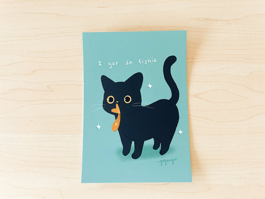 Fishie Kittie Mini Print / Postcard