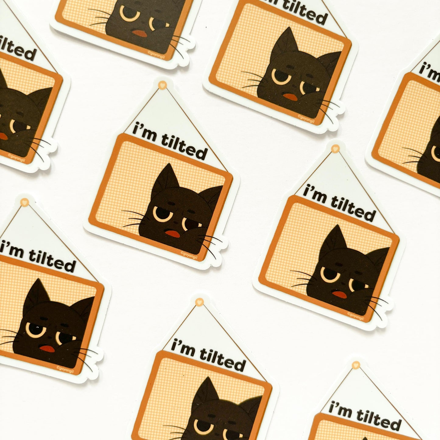 Tilted Cat Waterproof Vinyl Sticker