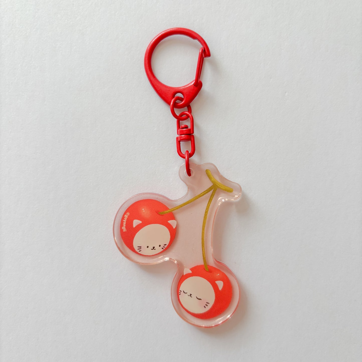 Cherry Cats Glitter Acrylic Keychain