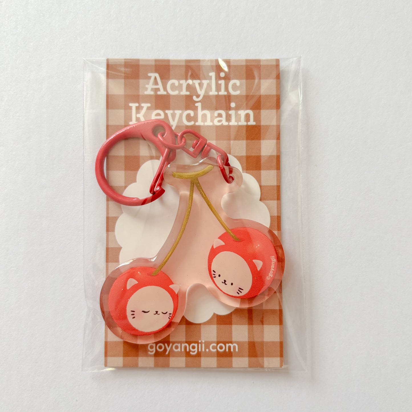 Cherry Cats Glitter Acrylic Keychain