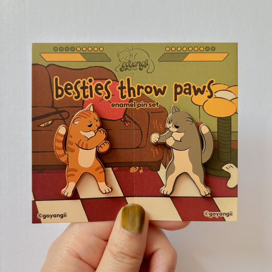 Besties Throw Paws Enamel Pin Set