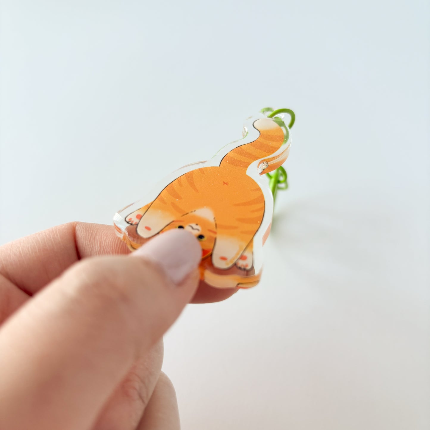 Peekaboo Cat Glitter Acrylic Keychain