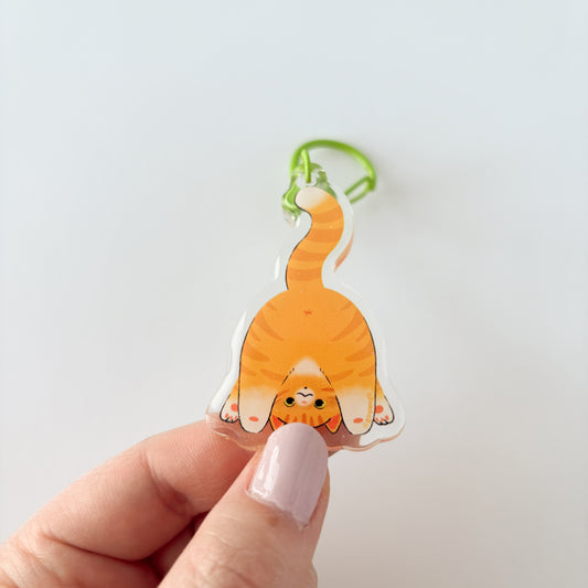 Peekaboo Cat Glitter Acrylic Keychain