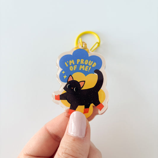 Proud of Me Glitter Acrylic Keychain