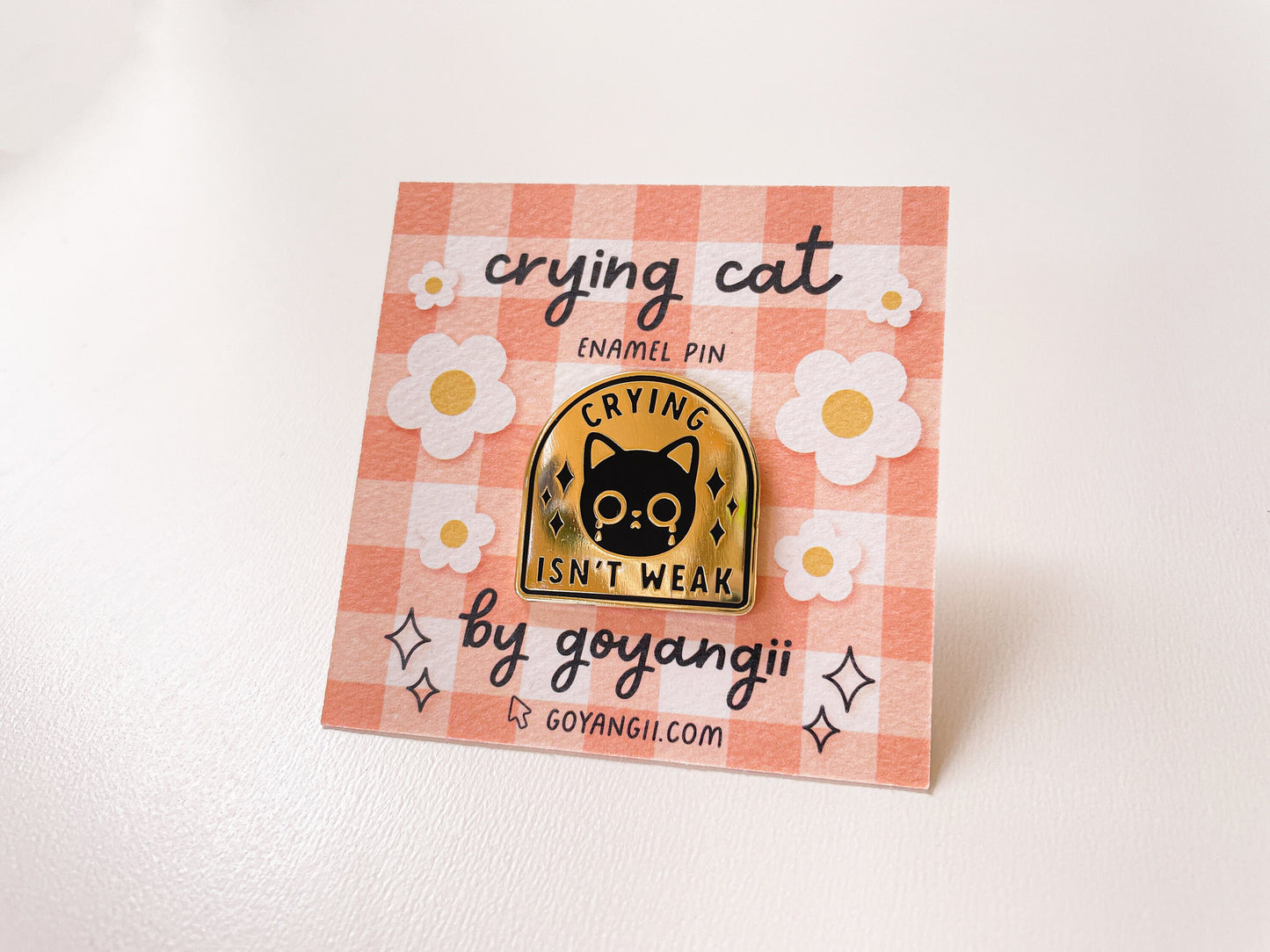 Crying Isn't Weak Cat Enamel Pin