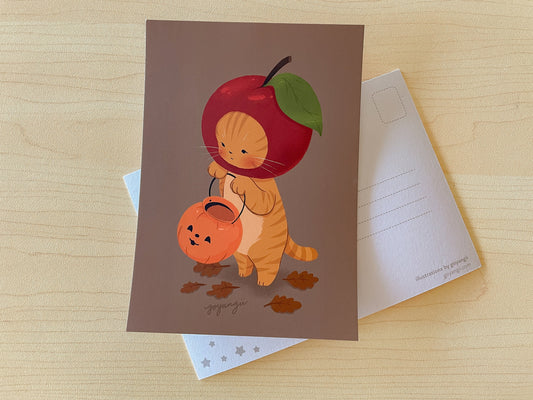 Apple Cat Mini Print / Postcard