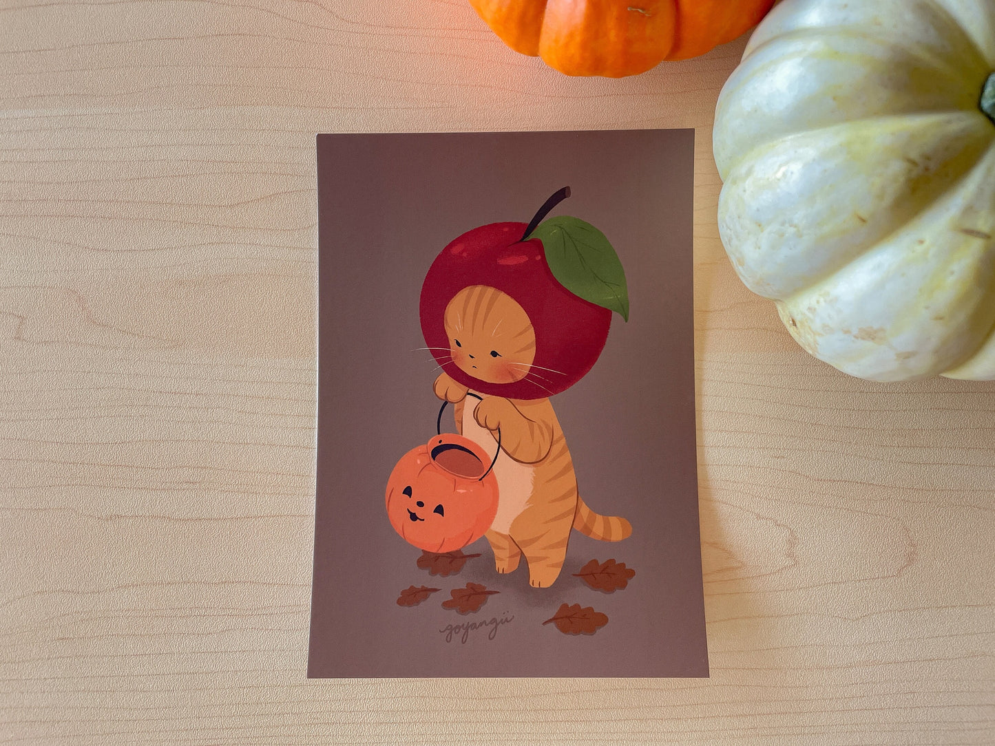 Apple Cat Mini Print / Postcard