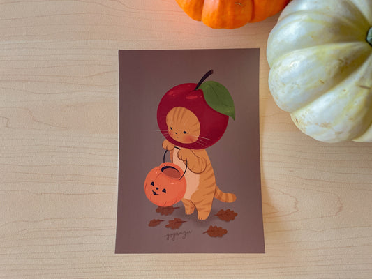 Apple Cat Mini Print / Postcard