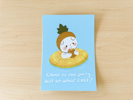 Pineapple Party Cat Mini Print / Postcard