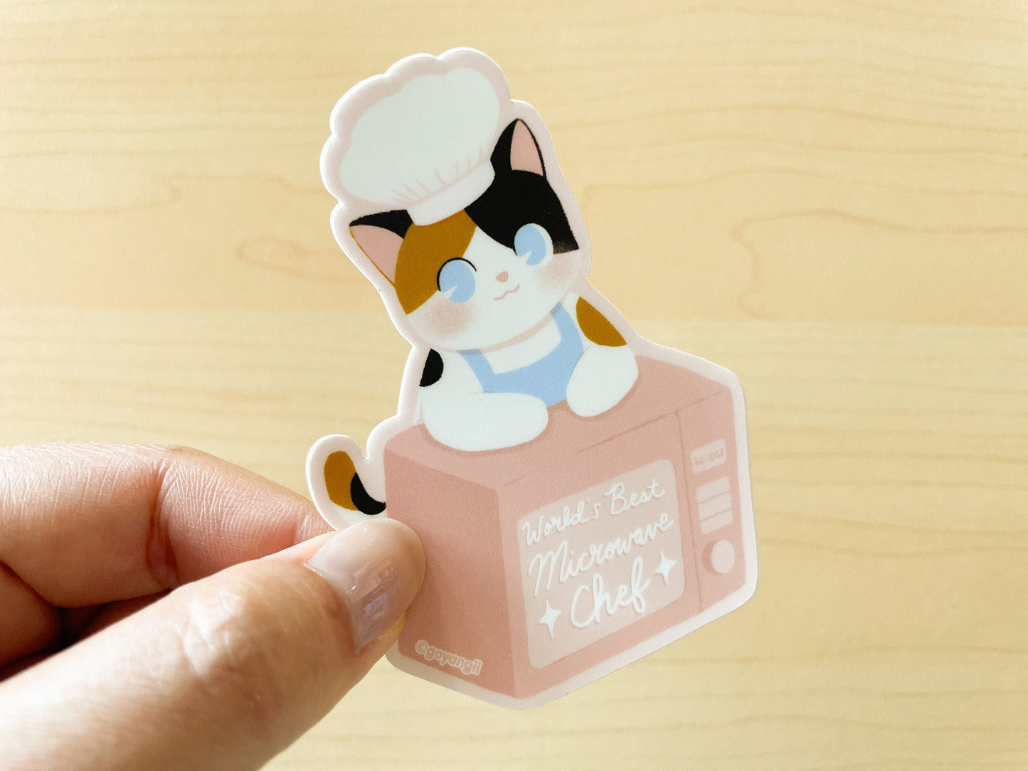 Microwave Cat Waterproof Vinyl Sticker