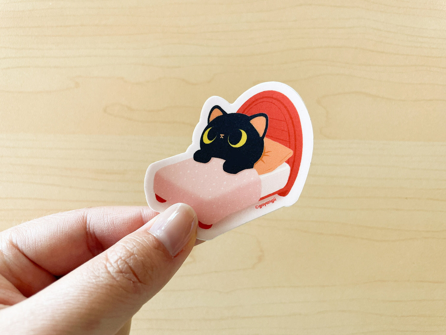 Stay in Bed Cat Waterproof Vinyl Sticker