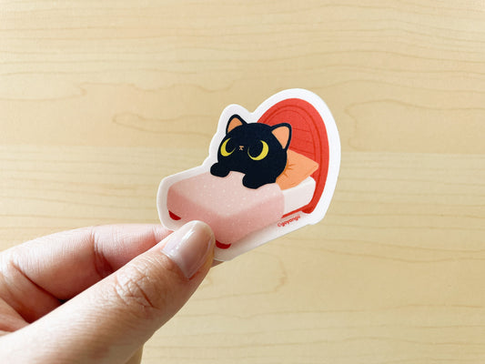 Stay in Bed Cat Waterproof Vinyl Sticker