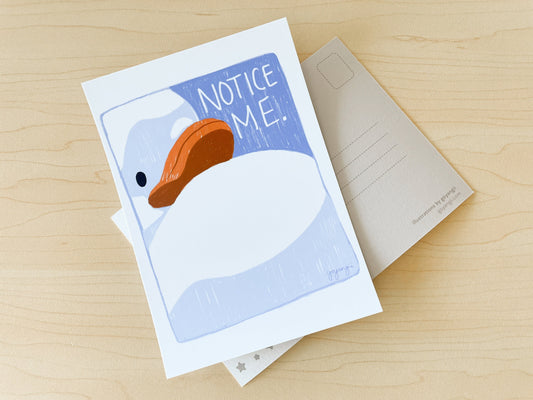 Notice Me Duck Mini Print / Postcard