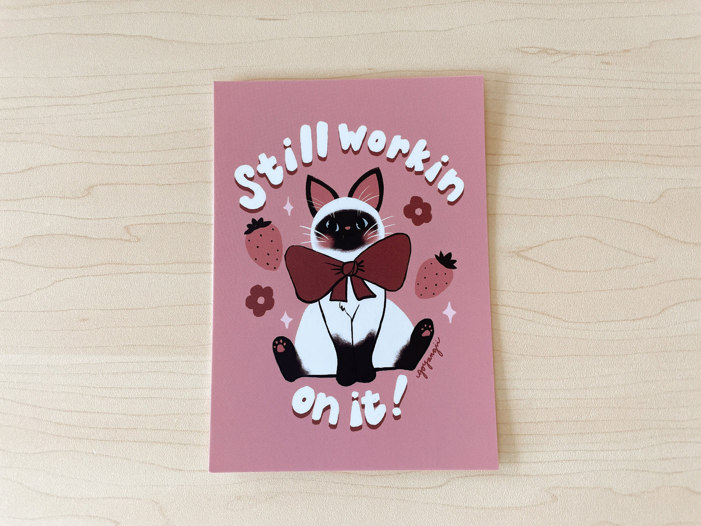 Workin' On It Cat Mini Print / Postcard