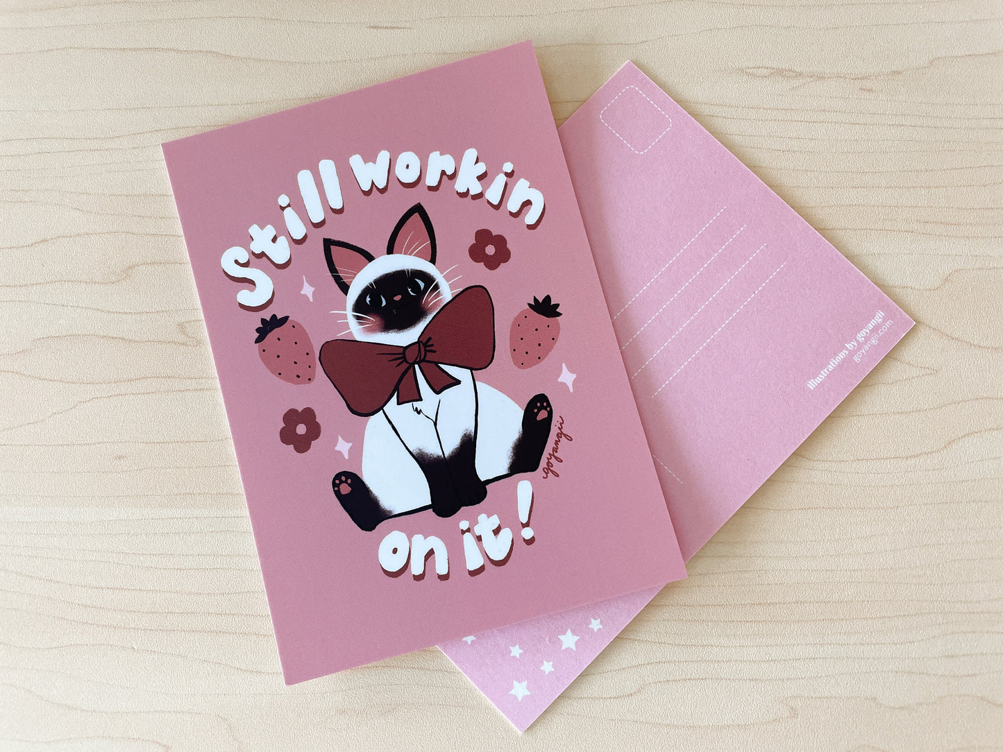 Workin' On It Cat Mini Print / Postcard