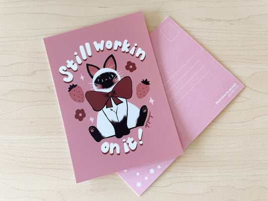 Workin' On It Cat Mini Print / Postcard