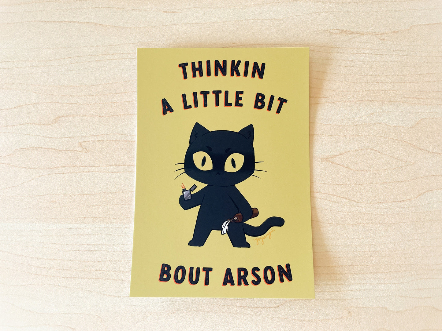 Arson Cat Mini Print / Postcard