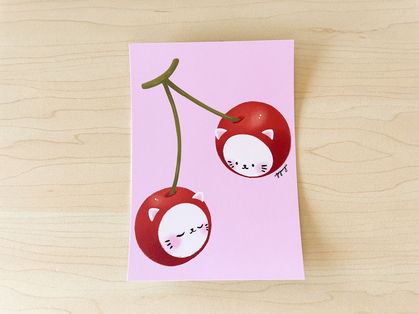 Cherry Cats Mini Print / Postcard