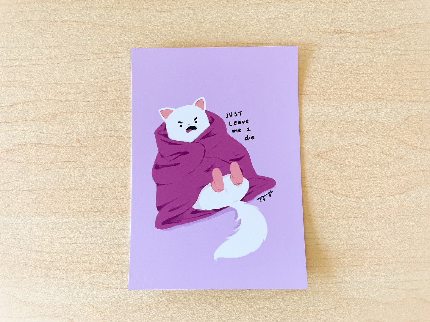 Blanket Cat Mini Print / Postcard