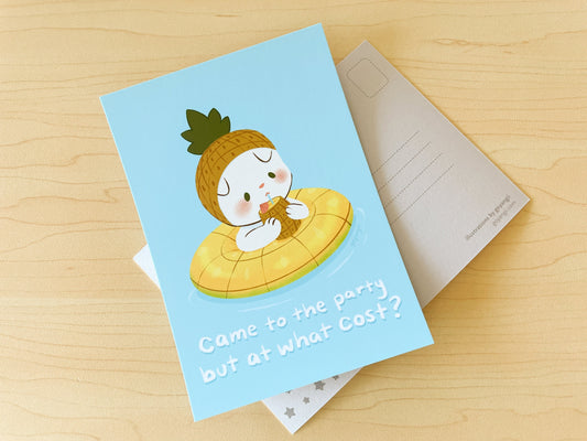 Pineapple Party Cat Mini Print / Postcard