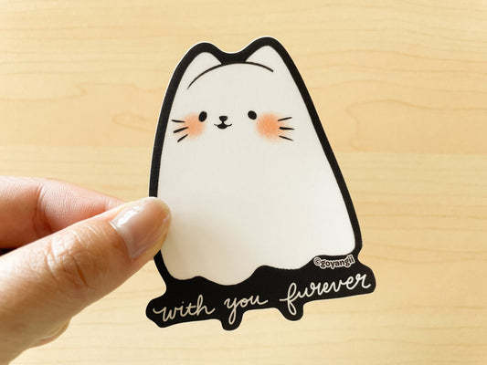 Ghost Cat Waterproof Vinyl Sticker