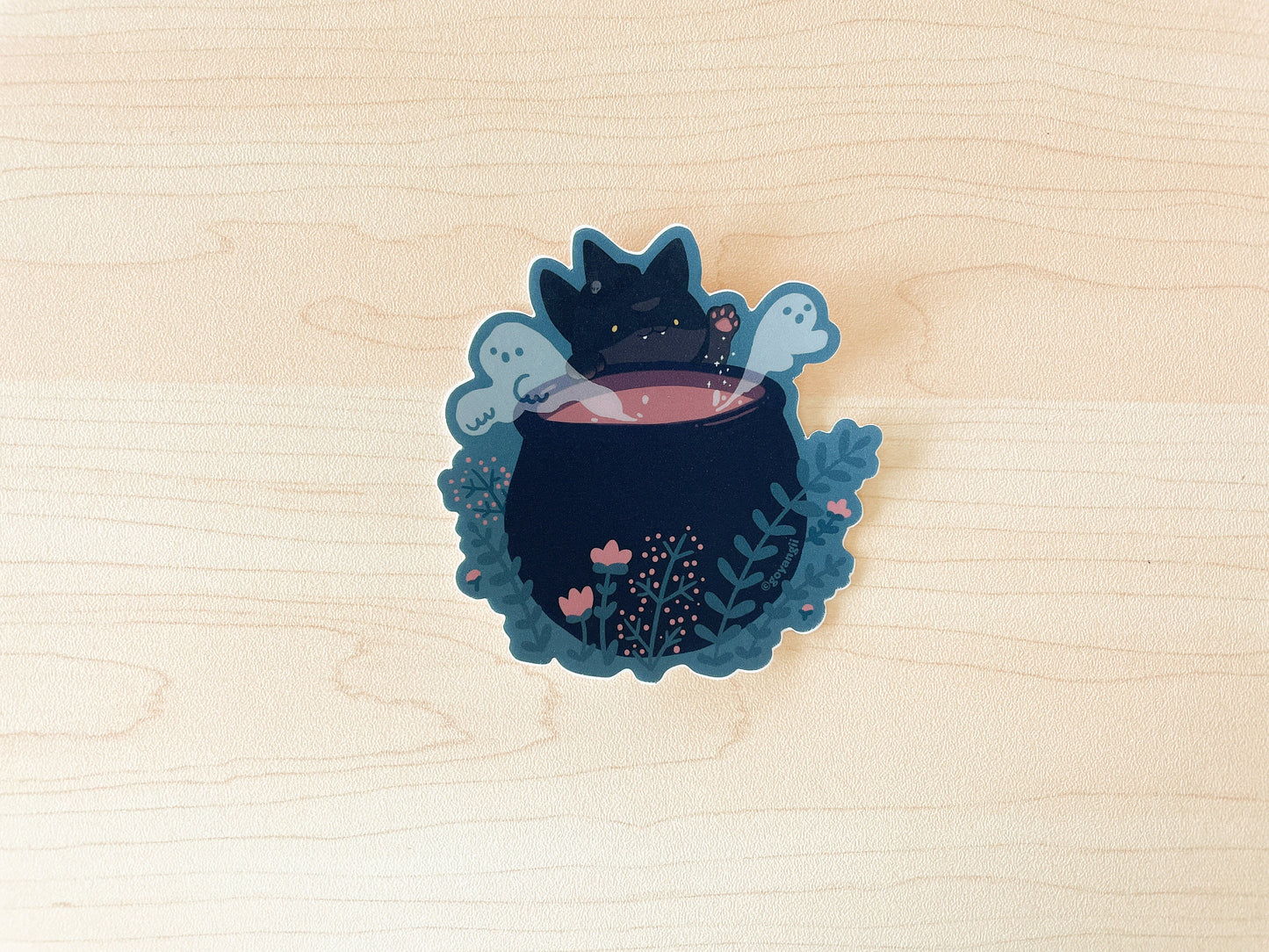 Witch Cat Waterproof Vinyl Sticker