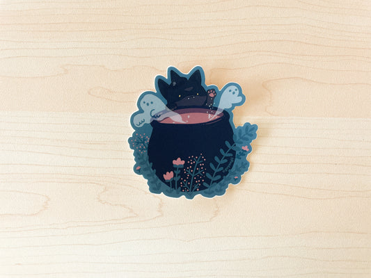 Witch Cat Waterproof Vinyl Sticker
