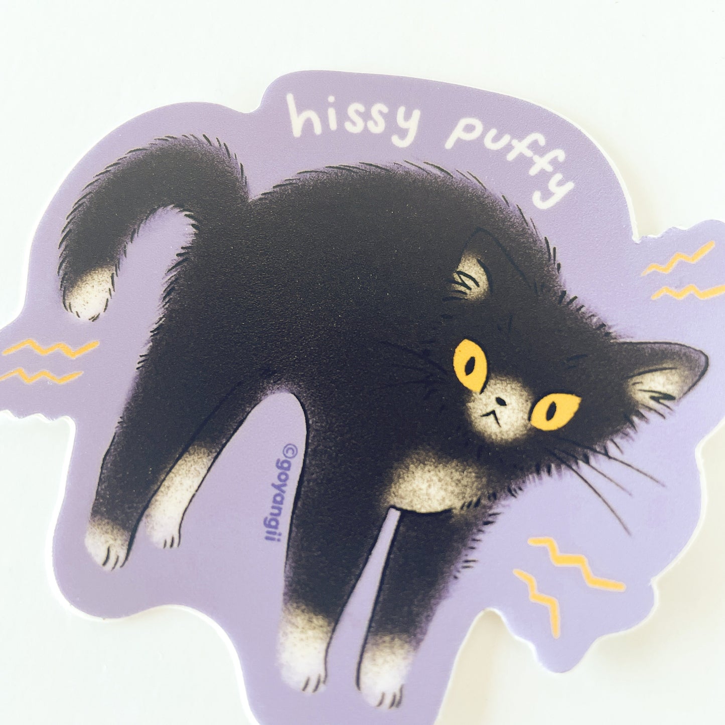 Hissy Puffy Kitty Waterproof Vinyl Sticker