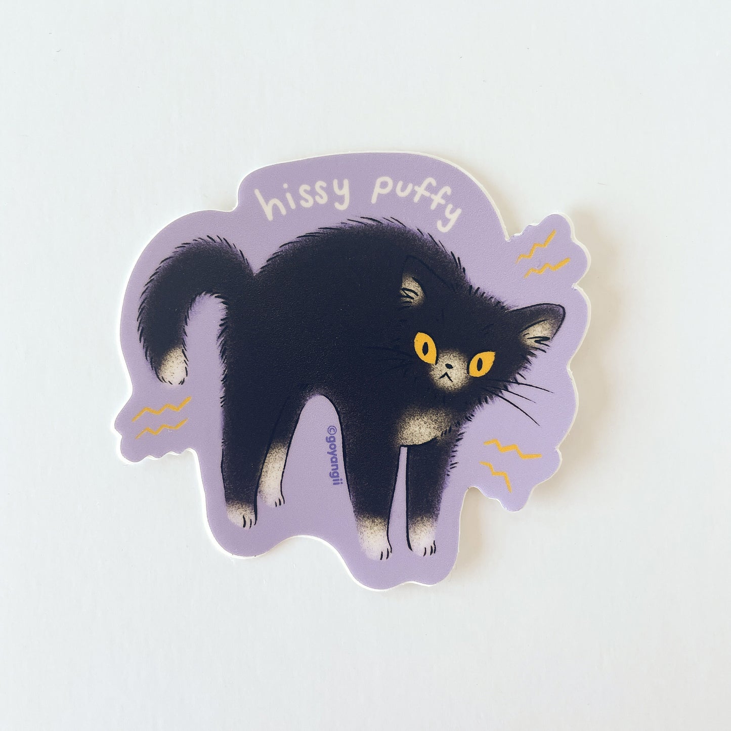 Hissy Puffy Kitty Waterproof Vinyl Sticker