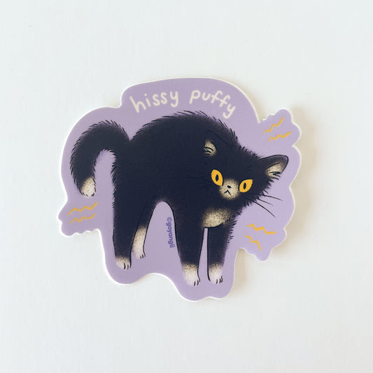 Hissy Puffy Kitty Waterproof Vinyl Sticker