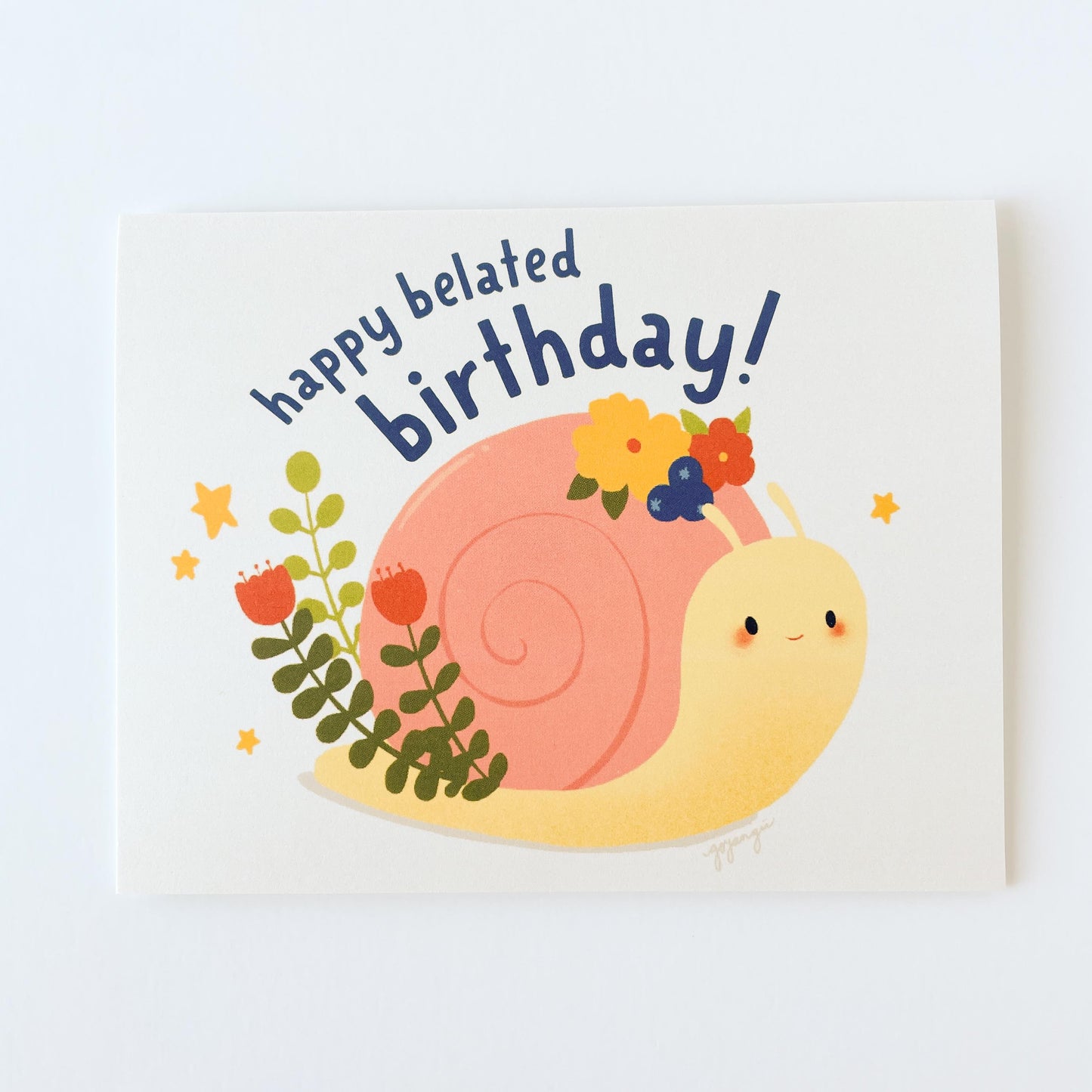 Happy Belated Birthday Snail Greeting Card