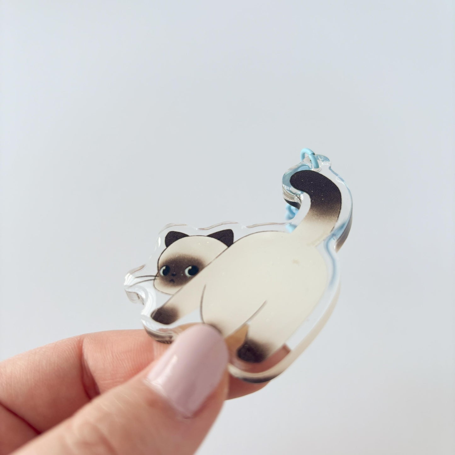 Cheeky Siamese Cat Glitter Acrylic Keychain
