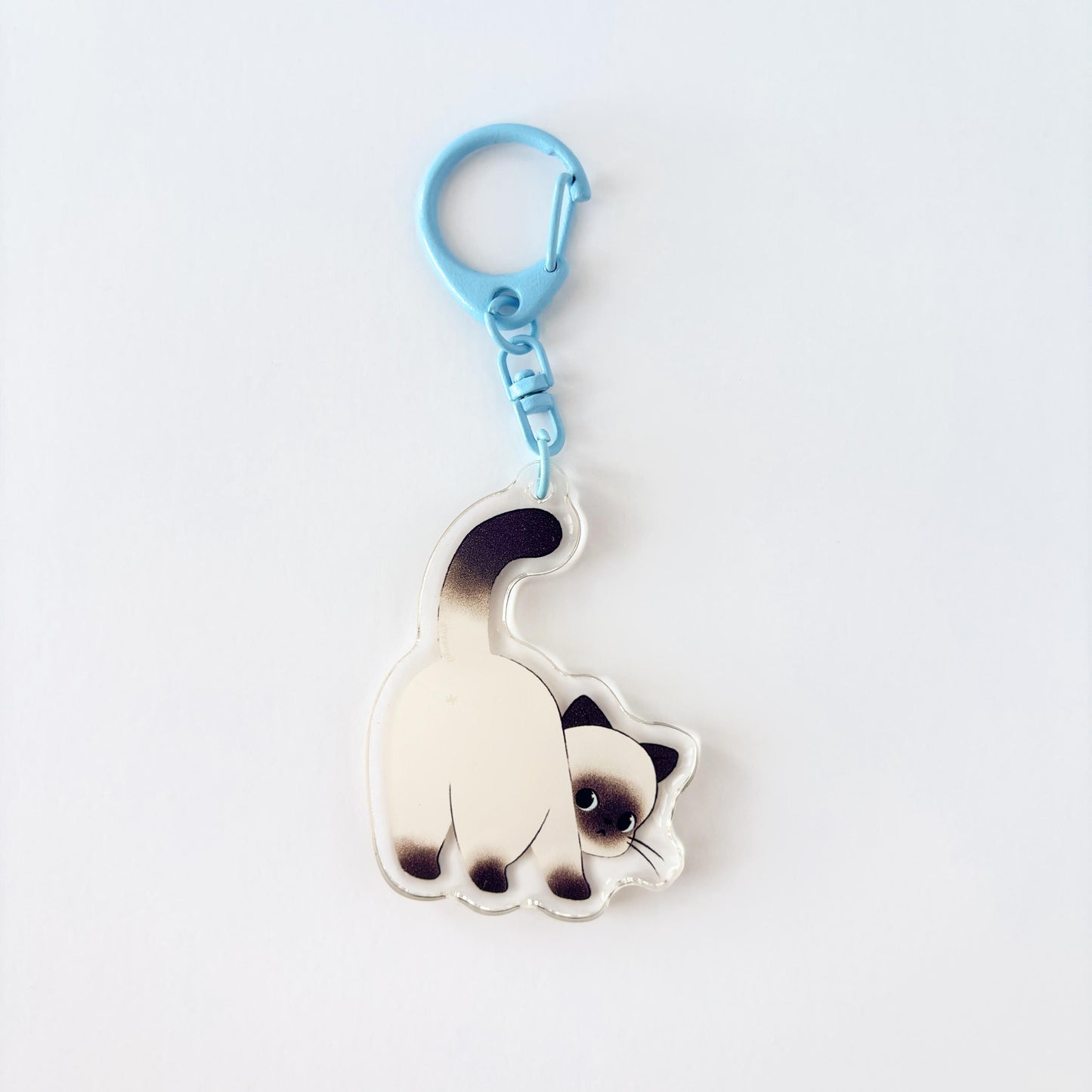 Cheeky Siamese Cat Glitter Acrylic Keychain