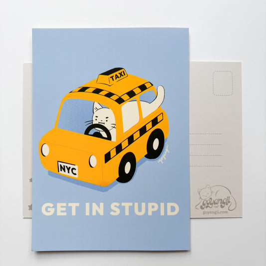 Cat Taxi Mini Print / Postcard