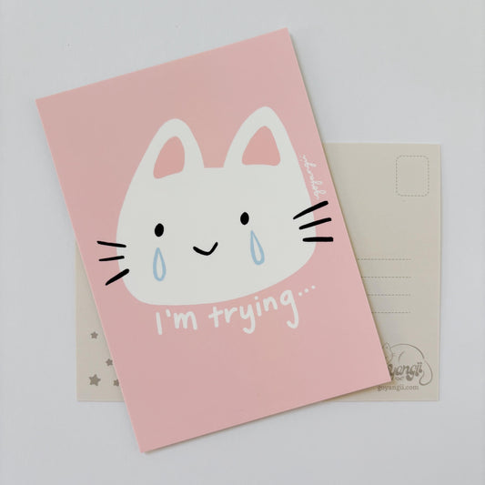 Trying Cat Mini Print / Postcard