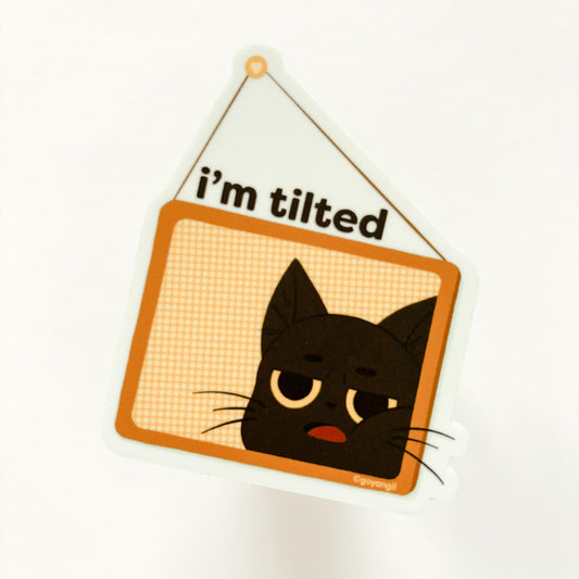 Tilted Cat Waterproof Vinyl Sticker