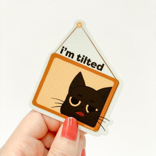 Tilted Cat Waterproof Vinyl Sticker